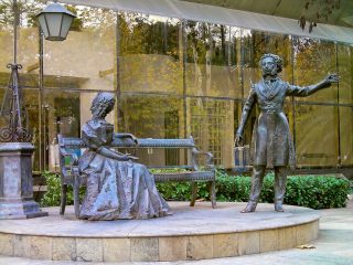 The monument of Alexander Pushkin and Natalia Goncharova